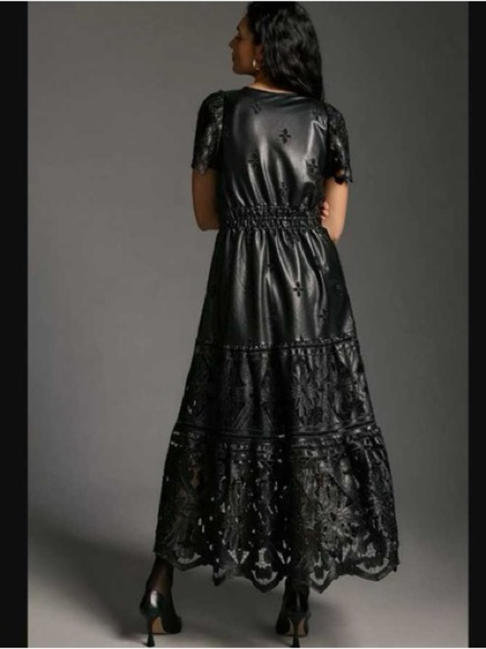 Black faux leather Maxi Dress - Women
